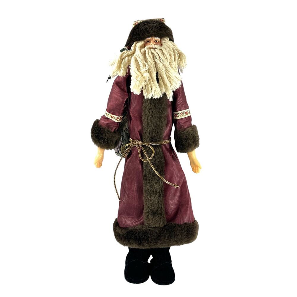 Vintage Brinn’s 14” Victorian Santa Claus Figure Burgundy Robe Christmas Decor - Picture 3 of 7